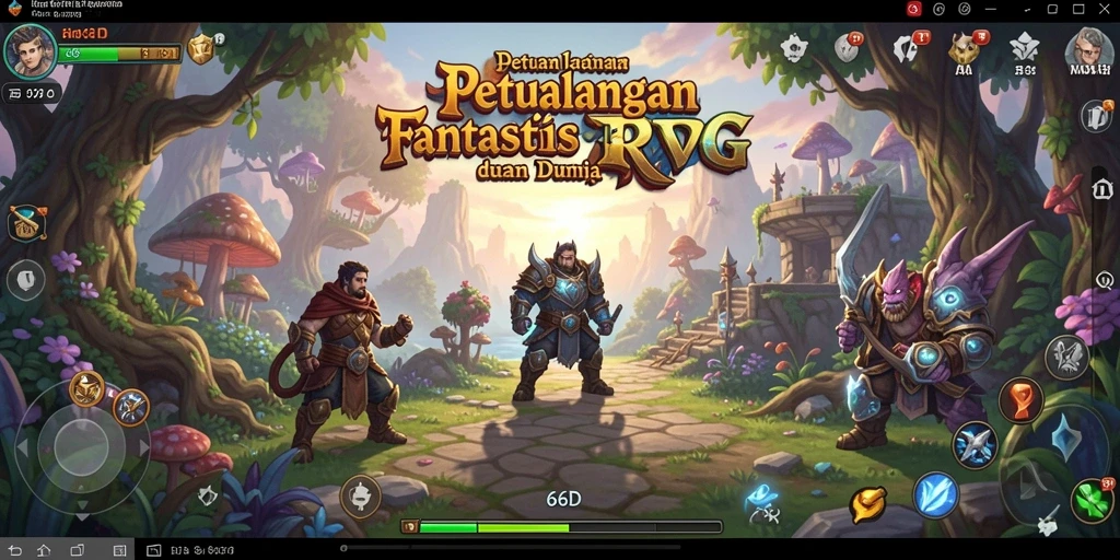 Menampilkan aksi seru dalam game RPG 66D.