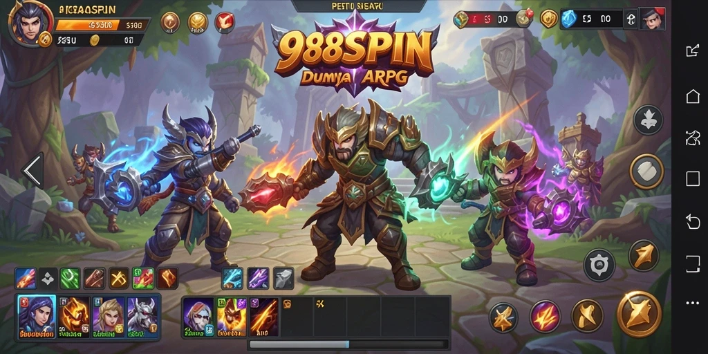 Screenshot 988SPIN menampilkan aksi pertarungan mendebarkan dalam dunia ARPG.
