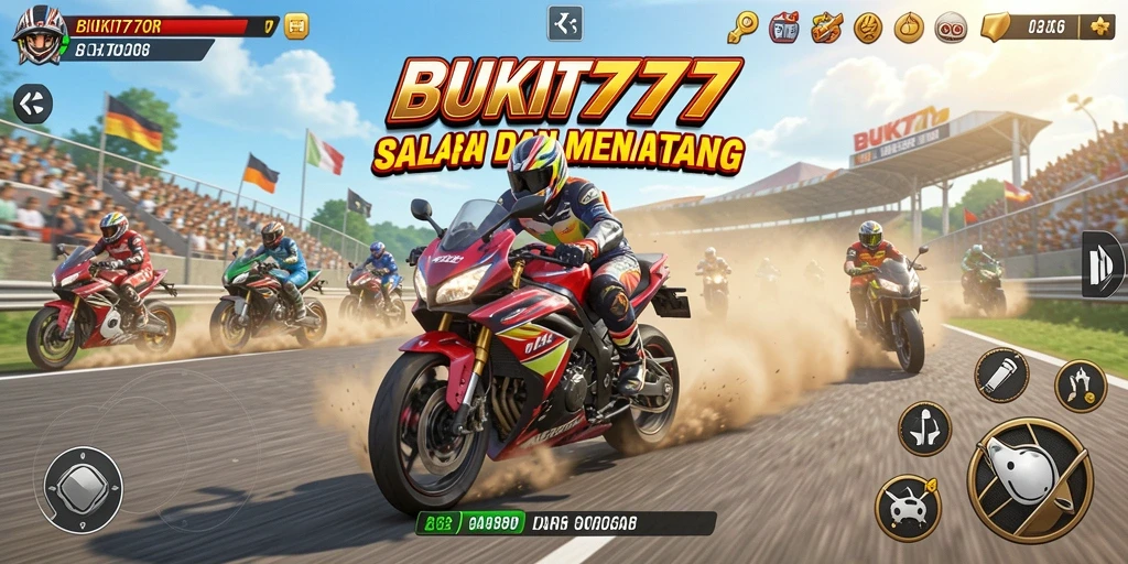 Gameplay seru BUKIT777 yang penuh adrenalin saat balapan motor.