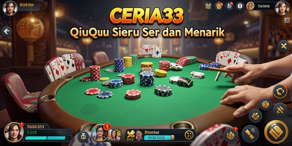 Tampilan gameplay seru di CERIA33 dengan suasana QiuQiu yang mengasyikkan.