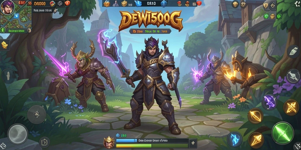 Tampilkan aksi seru dalam permainan DEWI5000 di dunia ARPG.
