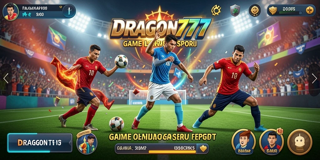 Tampilan gameplay seru dalam DRAGON777 dengan berbagai karakter olahraga.