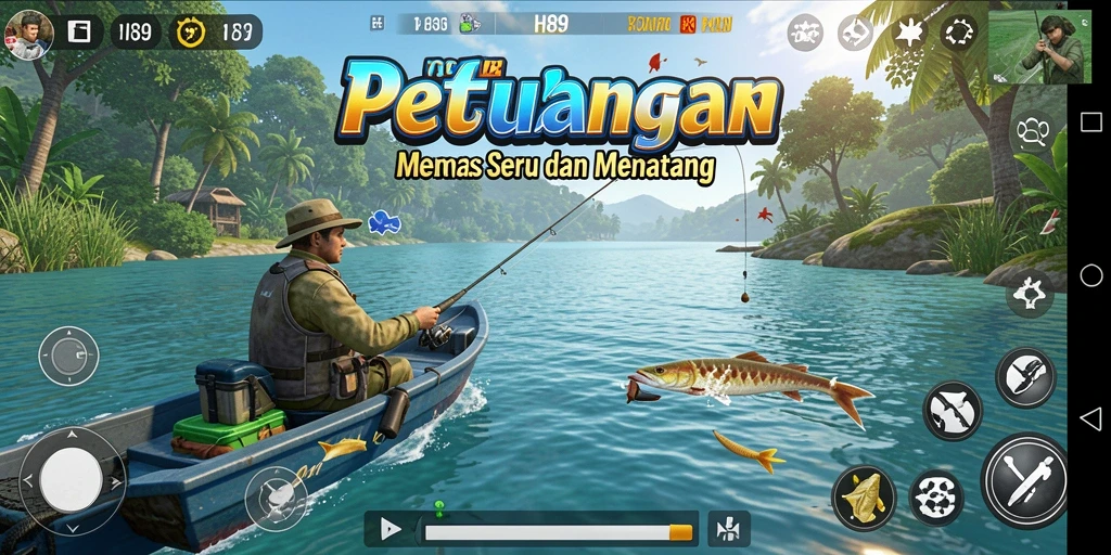 Gameplay H89 menampilkan momen seru saat menangkap ikan.