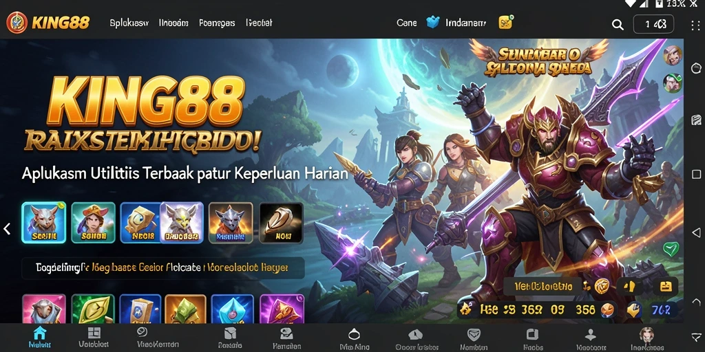 Screenshot utama KING88 menampilkan antarmuka pengguna yang bersih dan fungsional.