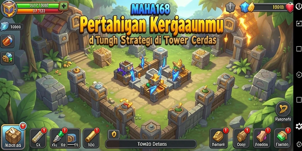 Tampilan gameplay Tower Defense yang mendebarkan dalam MAHA168.