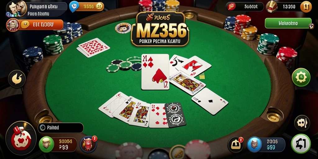 Screenshot MZ356 menunjukkan aksi seru permainan Poker online.