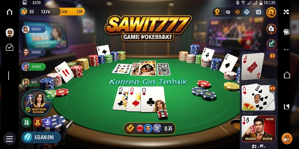 Tampilan gameplay seru di SAWIT777 dengan pemain poker aktif.
