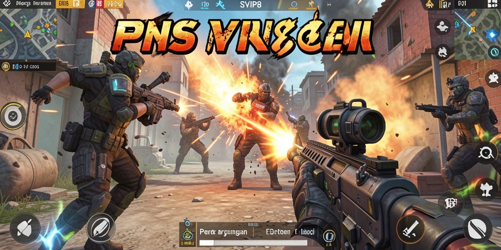 Tangkapan layar gameplay SVIP8 yang menampilkan aksi pertempuran FPS yang seru.