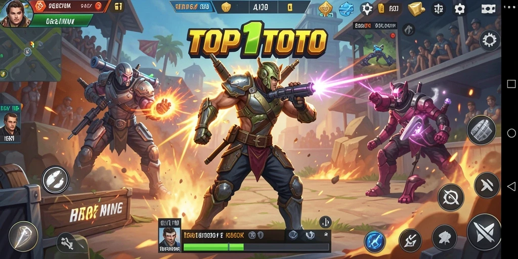 Gameplay seru di TOP1TOTO dengan pertarungan Battle Royale yang mendebarkan.