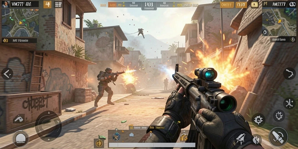 Tangkapan layar gameplay <strong>VM777</strong> yang menampilkan aksi mendebarkan di medan perang.