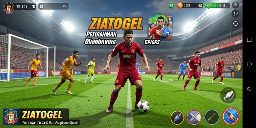 Screenshot ZIATOGEL menampilkan antarmuka permainan olahraga yang dinamis.